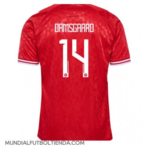 Camiseta Dinamarca Mikkel Damsgaard #14 Primera Equipación Replica Eurocopa 2024 mangas cortas